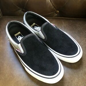 Vans Men's Pro Black Gray and White Slip-On Sneakers